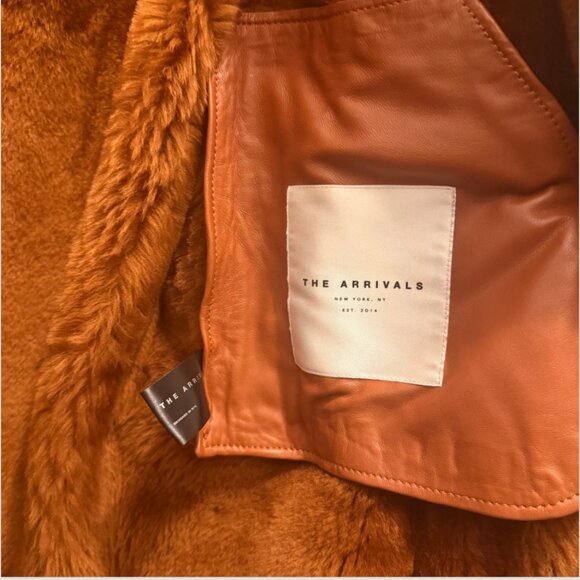 The Arrivals Moya Leather & Shearling Trim Jacket Brown- Size Large - Picture 6 of 13
